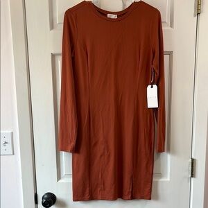 NWT Leith Lightweight Rust Clay Long Sleeve Mini Dress - Size Small